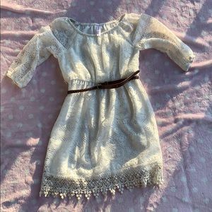 White Lace Dress With Belt